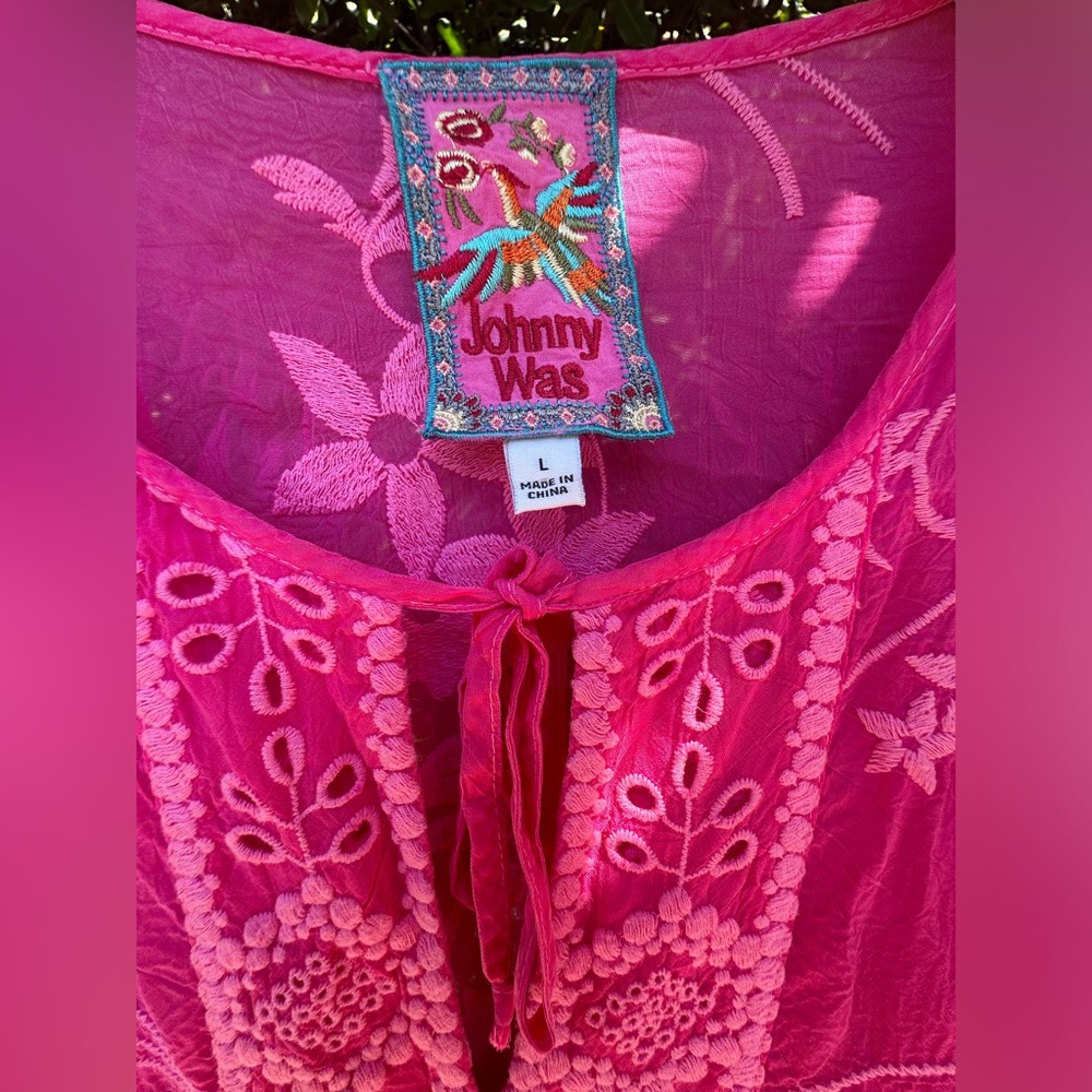 Johnny Was Pink Embroidered Dress /Tunic